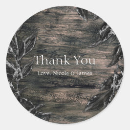 Schwarz & Silber Blätter Dunkle Elegance Gefallen Runder Aufkleber