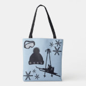 Schwarz, Silber & Blau Schneedesigns. Tasche (Rückseite)