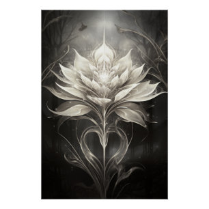 Schwarz-Silber-Blume Poster