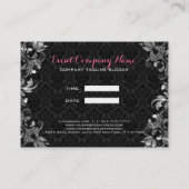 Schwarz-Silber-Blumenspitze Visitenkarte (Rückseite)