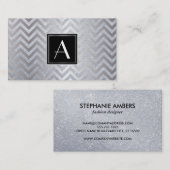 Schwarz/Silber-Box-Zickzack Glitzer Visitenkarte (Vorne/Hinten)