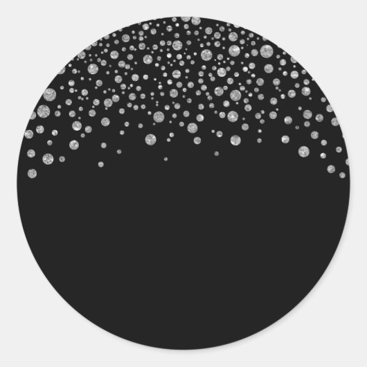 Schwarz-Silber-Confetti Runder Aufkleber (Vorderseite)