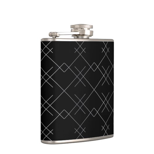 Schwarz-Silber, cool, elegant, einfach, modern Flachmann (Rechts)