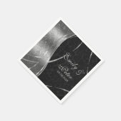 Schwarz-Silber-Damaske Save the Date Serviette (Ecke)