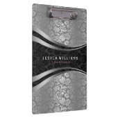 Schwarz-Silber-Damasken Klemmbrett (Rechts)