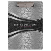 Schwarz-Silber-Damasken Klemmbrett (Vorderseite)