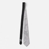 Schwarz-Silber-Damast mit Monogramm Krawatte (Rückseite)