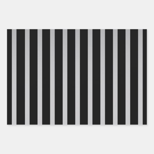 Schwarz-Silber-Diagonalstreifen-Muster Geschenkpapier Set (Vorderseite 2)