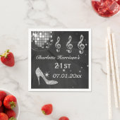 Schwarz/Silber Disco Ball und Sparkle Heels 21. Serviette (Beispiel)