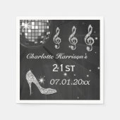 Schwarz/Silber Disco Ball und Sparkle Heels 21. Serviette (Vorderseite)