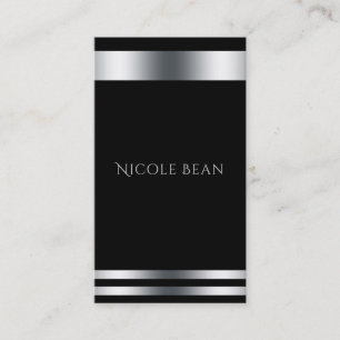 Schwarz Silber Elegant Chic Modern Glamour Profess Visitenkarte