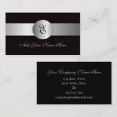 Schwarz-Silber-Elegant Visitenkarte (Vorne/Hinten)