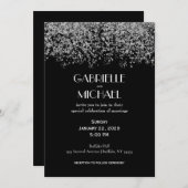 Schwarz & Silber Elegante Abstrakte Hochzeitseinla Einladung (Vorne/Hinten)