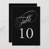 Schwarz-Silber-Elegante Kalligraphie-Tischnummern (Vorne/Hinten)