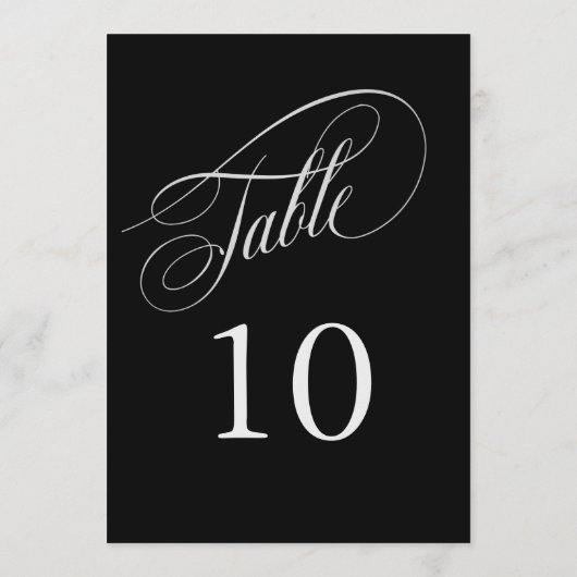 Schwarz-Silber-Elegante Kalligraphie-Tischnummern (Rückseite)