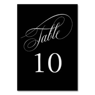 Schwarz-Silber-Elegante Kalligraphie-Tischnummern Tischnummer