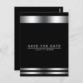 Schwarz & Silber Elegante Verlobung Save the Date Postkarte (Vorne/Hinten)