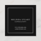 Schwarz-Silber-elegantes Monogramm Quadratische Visitenkarte (Rückseite)