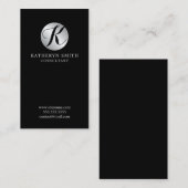 Schwarz-Silber-elegantes Monogramm Visitenkarte (Vorne/Hinten)