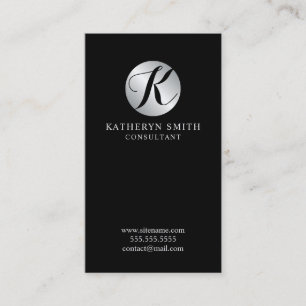 Schwarz-Silber-elegantes Monogramm Visitenkarte