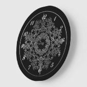 Schwarz-Silber-Filigree-Motif-Wall-Uhr Große Wanduhr (Winkel)