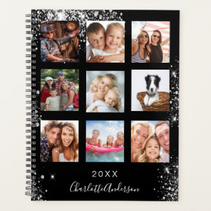 Schwarz-Silber-Foto-Collage Name 2026 Planer