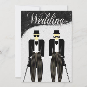 Schwarz-Silber-Gay-Hochzeit Einladung