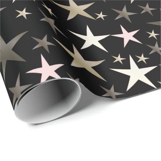 schwarz, silber, glänzend, hell, Stern, Farbe, Geschenkpapier (Rolleneckpunkt)
