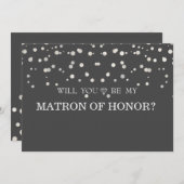 Schwarz-Silber-GlitterWerden Sie mein Ehrenmatron Einladung (Vorne/Hinten)