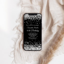 Schwarz-Silber-Glitzer 40. Geburtstag Einladung