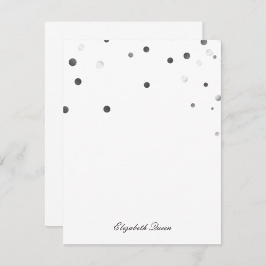 Schwarz-Silber-Glitzer Dot Einladung Stationery (Vorne/Hinten)