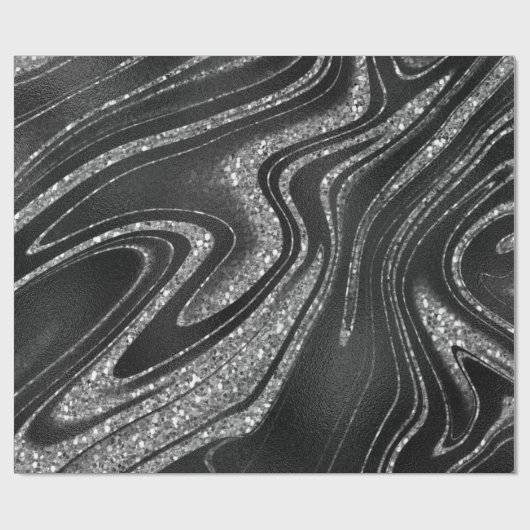 Schwarz-Silber-Glitzer Geschenkpapier (Flach)