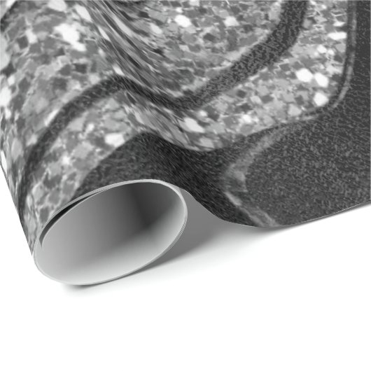 Schwarz-Silber-Glitzer Geschenkpapier (Rolleneckpunkt)