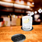 Schwarz-Silber-Glitzer-Hochzeit Runder Pappuntersetzer