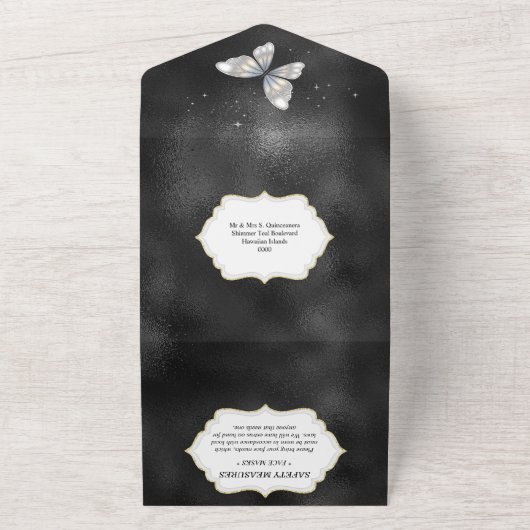 Schwarz-Silber-Glitzer Kristall Kleid elegant chic All In One Einladung (Außenbereich)