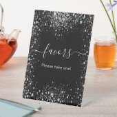 Schwarz-Silber-Glitzer-Liebeszeichen Sockelschild (In Situ)