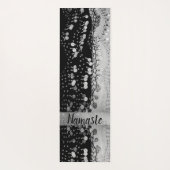 Schwarz-Silber-Glitzer-Münzen Personalisiert Yogamatte (Rückseite)