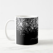 Schwarz-Silber-Glitzer-Namensschild Kaffeetasse (Links)