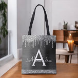Schwarz-Silber-Glitzer-Sparkle-Elegantes Monogramm Tasche<br><div class="desc">Luxuriöse Silber und Schwarze Imitate Sparkle und Glitzer Elegant Monogram Book Bag. Diese Büchertasche kann auf Ihren Vor- und Vornamen angepasst werden und als Geschenk für Weihnachten,  Geburtstag,  Brautparty oder Hochzeit.</div>