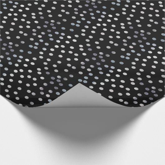 Schwarz-Silber-Glitzer-Stadtpunkte Geschenkpapier (Ecke)