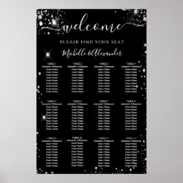 Schwarz-Silber-Glitzer Staub Hochzeitskarte Poster