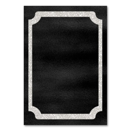 Schwarz-Silber-Glitzer Tischnummer (Rückseite)