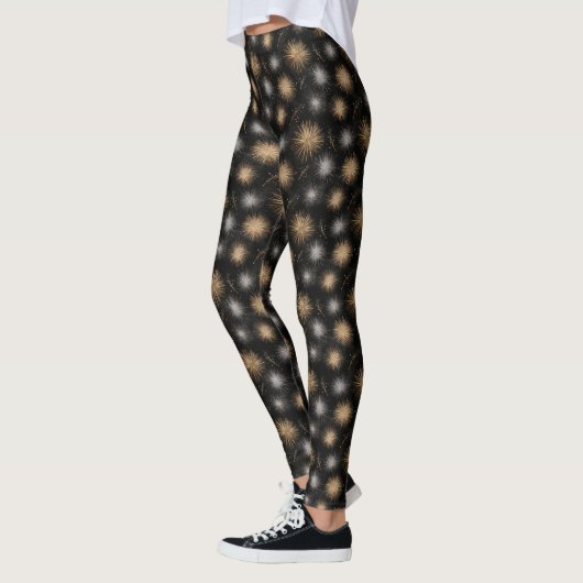 Schwarz Silber Gold Glanz Leggings (Links)