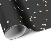 Schwarz-Silber-Gold Punkte festlichen Spaß Urlaub Geschenkpapier (Rolleneckpunkt)