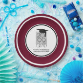 Schwarz & Silber GRAD | Editable Maroon | Abschlus Pappteller (Party)