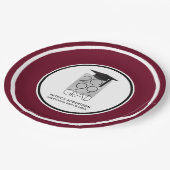 Schwarz & Silber GRAD | Editable Maroon | Abschlus Pappteller (Schrägansicht)