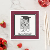 Schwarz & Silber GRAD | Editable Maroon | Abschlus Serviette (Beispiel)