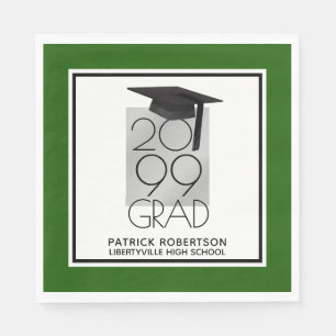 Schwarz & Silber GRAD Editierbar grün Abschlus Serviette