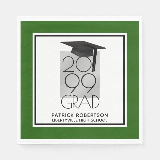 Schwarz & Silber GRAD | Editierbar grün | Abschlus Serviette (Vorderseite)