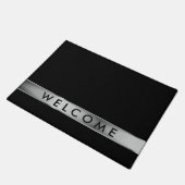 Schwarz-Silber-Grau-Empfang Fußmatte (Schrägansicht)